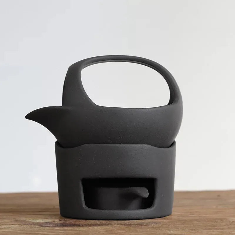 Ceramic Aroma Burner Coarse Pottery — Deep Black | KIMLUD