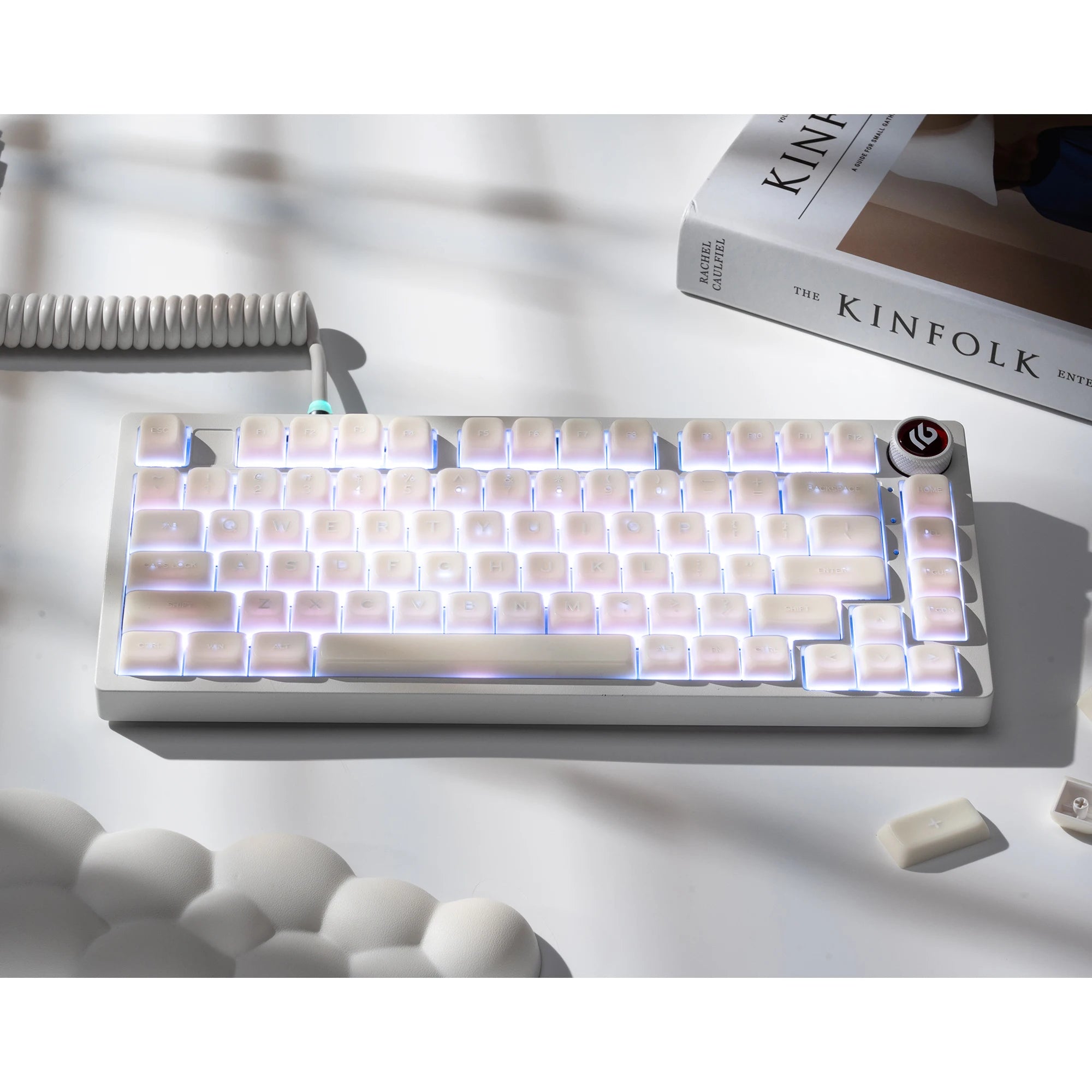 XVX MDA Profile White Jade Double Shot PBT Keycaps Set Translucent Shine Through Keycaps for Mechanical Keyboard 132 Keys