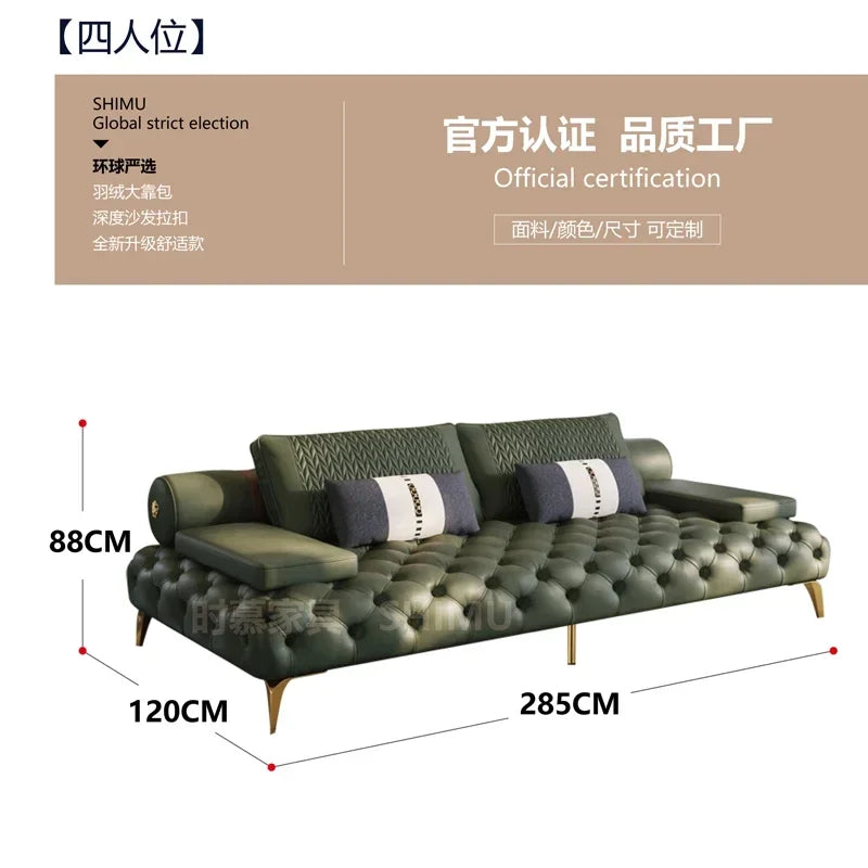 Italian Genuine Leather Sofas Sectional Modern Luxry Designer Loveseat Sofa 3 Piece Set Woonkamerbanken Living Room Furniture