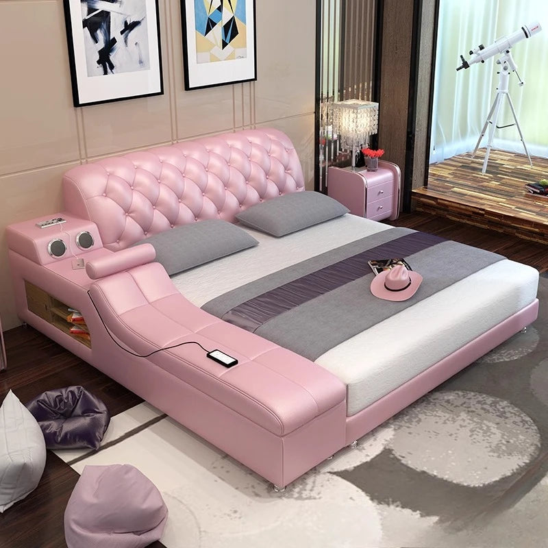 Massage chair double beds frame headboard frame twin luxury multifunctional beds king size storage modern bedroom furniture
