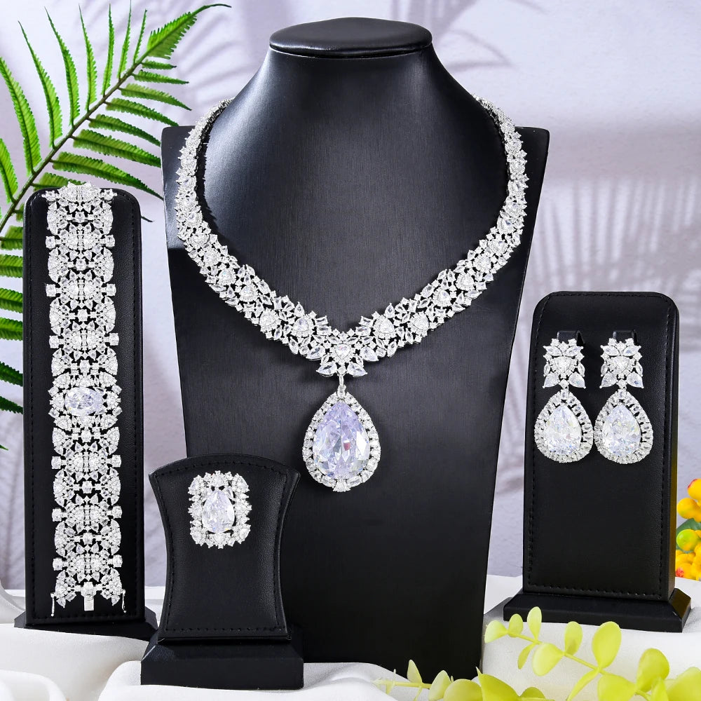 GODKI Famous Brand Turquoise Luxury African Jewelry Sets For Women Wedding Party Zircon Crystal Dubai Bridal Jewelry Set Gift