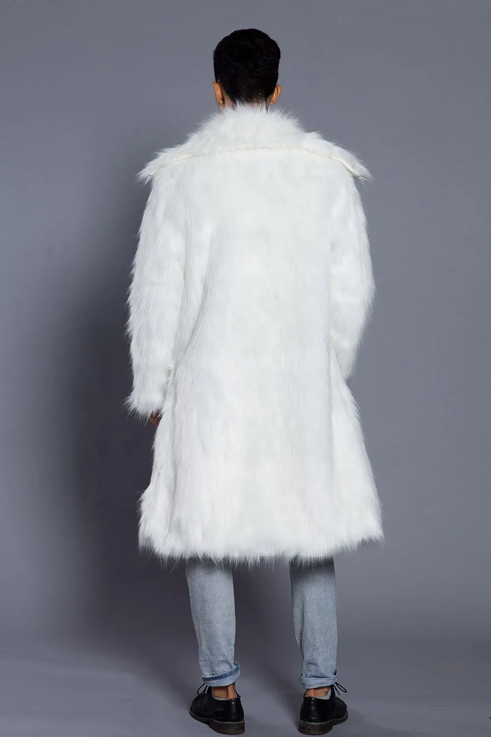 Men's Faux Fur Coat - Long Coat - Faux Fur | KIMLUD