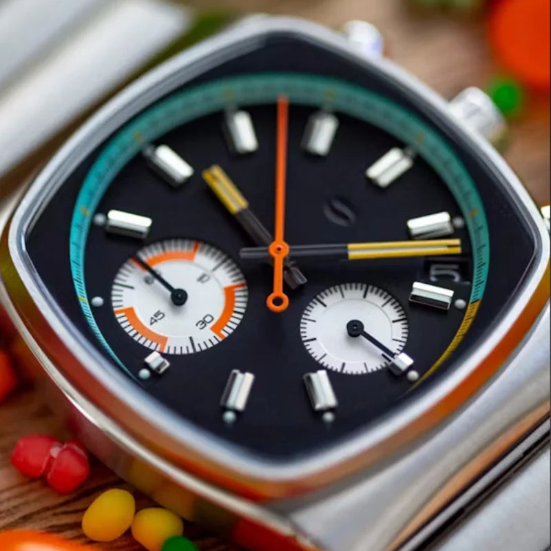 Stainless Steel Square Sports Watch Quartz Movement — Black | KIMLUD