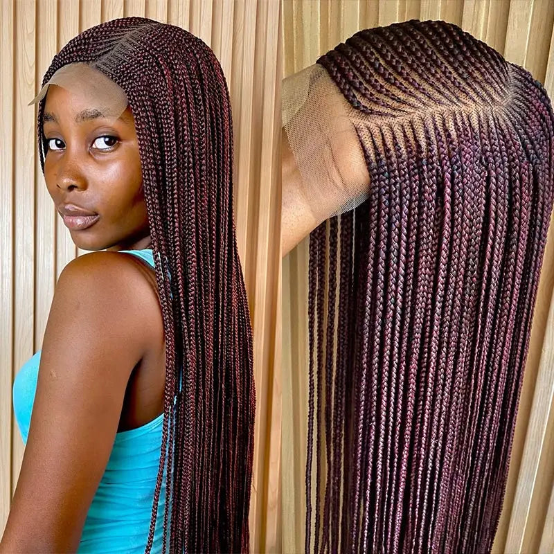 Full Lace Wig – 36 Inch – High Temperature Fiber – Burgundy | KIMLUD