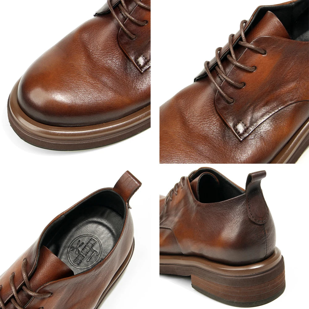Genuine leather Men's formal shoes Retro Man Leather shoes Luxury Quality Wedding Social Shoes Male Business Shoes Handmade 2025