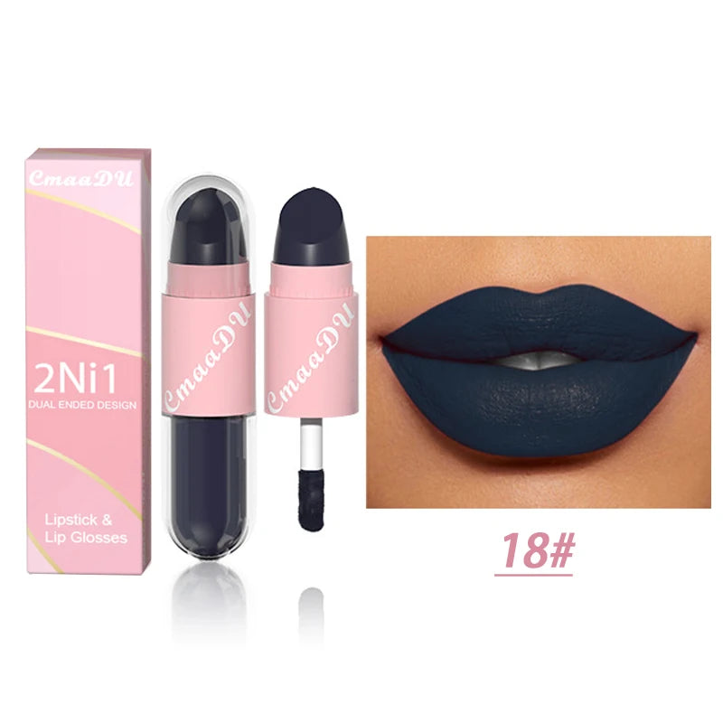 Liquid Lipstick – Matte Velvet – Double Head – Red Brown | KIMLUD