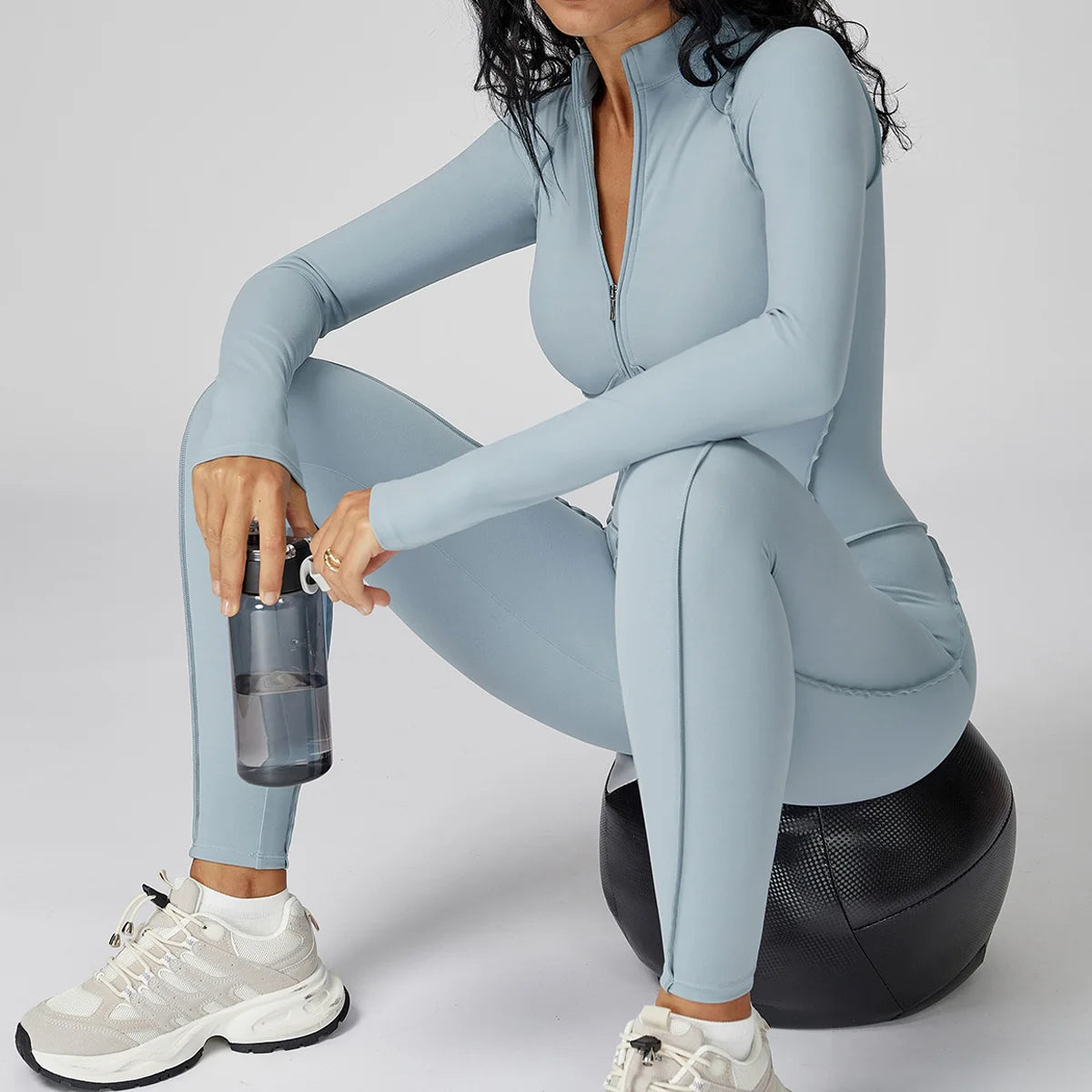 Jumpsuit - Zipper - Nylon Spandex | KIMLUD