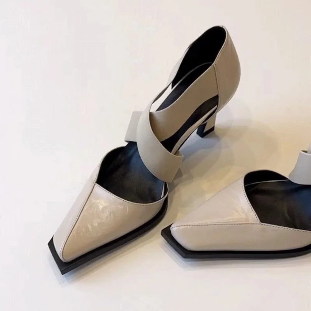 Mary Jane Shoes – Cross Elastic Strap – Square Toe Silhouette | KIMLUD