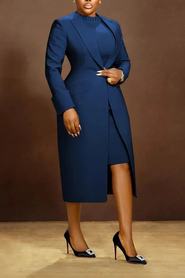 BWQ Women's Set Full Sleeve Long Blazer Coat+ Long Dress Suit 2026 Winter Streetwear Two 2 Piece Set Africa OL Work Outfits
