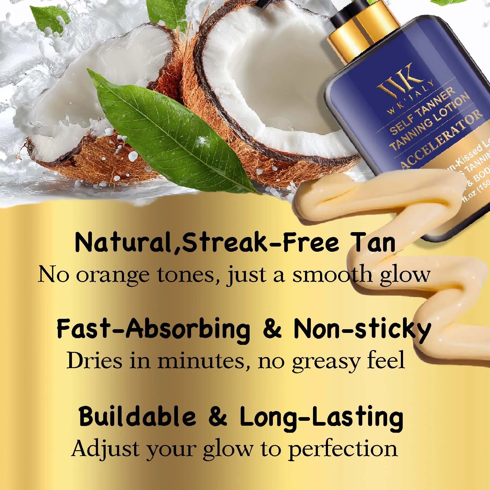 Sunless Tanner Body Lotion Coconut Oil Carrot Oil Shea Butter — Fair To Medium | KIMLUD
