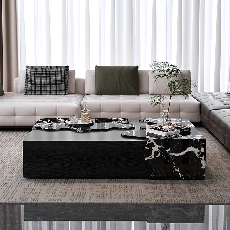 Italian Designer Marble Coffee Table - Minimalist Luxury Rectangle Art Furniture for Compact Living
