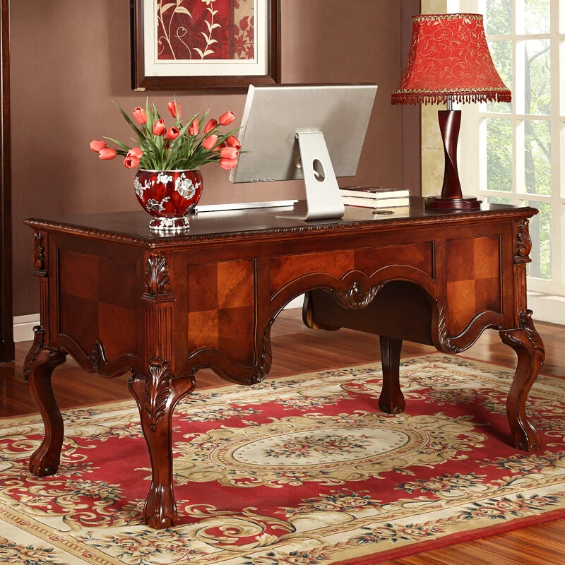 American solid wood desk home computer office rack combination writing desk chair