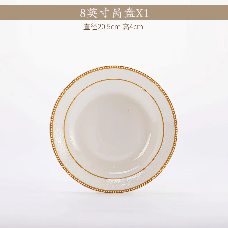 Bone China Bowl With Relief Rose And Gold Trim — White | KIMLUD
