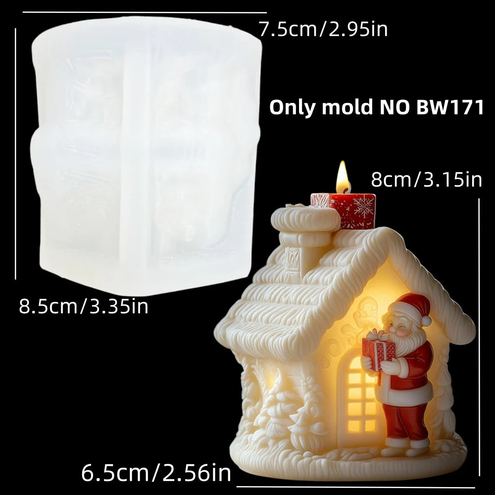 KIMLUD, 3DReindeer riding Santa Claus relief cylindrical candle silicone mold Christmas tree snowflake snow forest reindeer resin molds, KIMLUD Womens Clothes