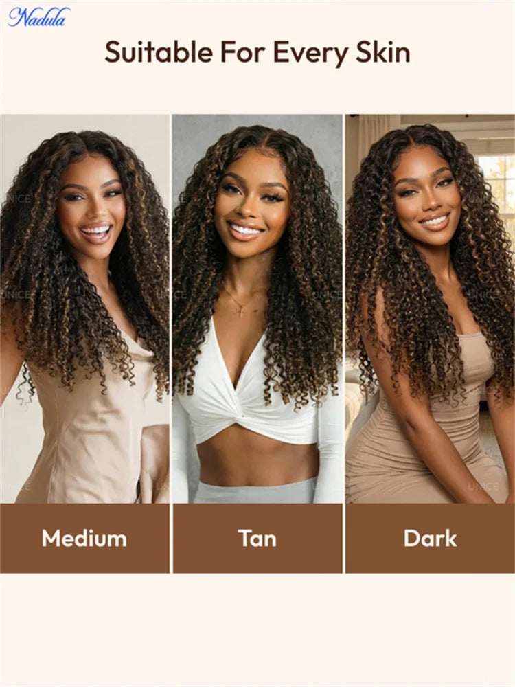 Wig – Glueless Curly Wig – 100% Human Hair – Chestnut Ombre | KIMLUD