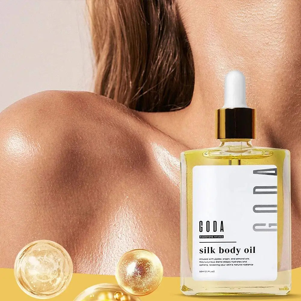 GODA Body Oil Enriched with Natural Silk Protein Extract Brightens Complexion Enhances Radiance Creates a Healthy Body Care Oil