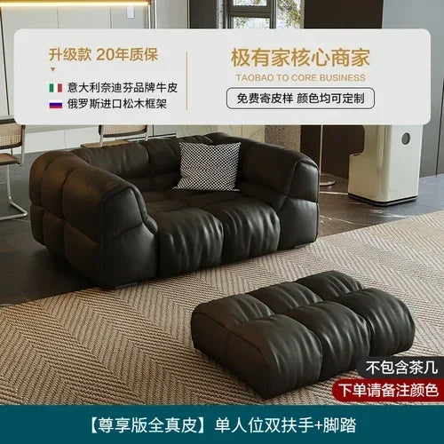 Puff Leather Sofa Bedrooms Comfortable Reclining Luxury Designer Lazy Sofa Modern Minimalist Sofy Do Salonu Home Furniture