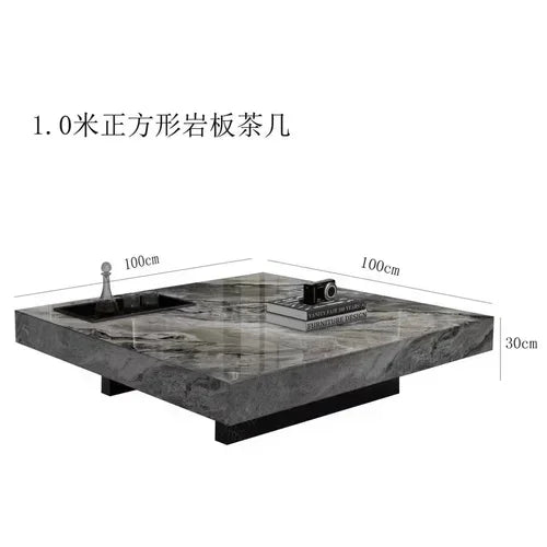 Marble Top Coffee Table Rectangular Frame — Charcoal Gray | KIMLUD