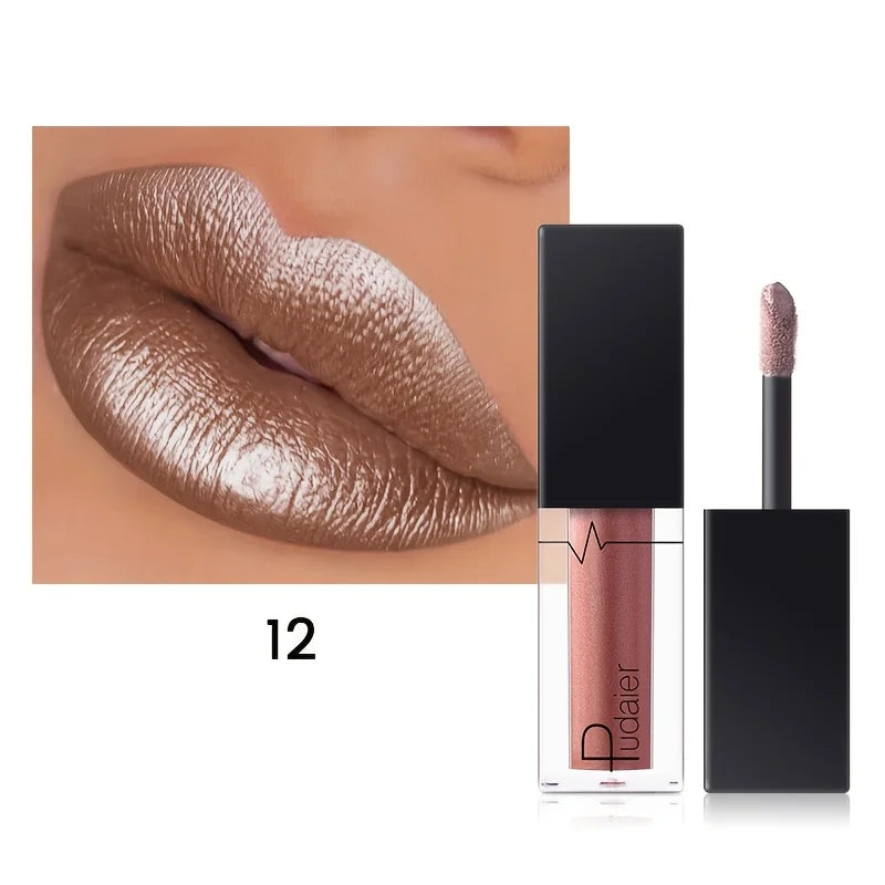 Glitter Pearl Lip Gloss Lipstick, Hydrating, High Pigment, Smudge-proof, Waterproof and Sweat-resistant, Perfect Christmas Gift