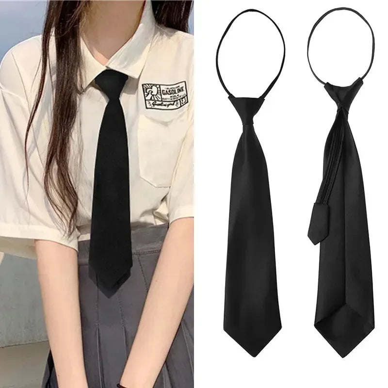 KIMLUD, Unisex Black Simple Clip on Tie Security Tie Uniform Shirt Suit Neckties Steward Matte Funeral Lazy Neck Ties Men Women Students, KIMLUD Womens Clothes