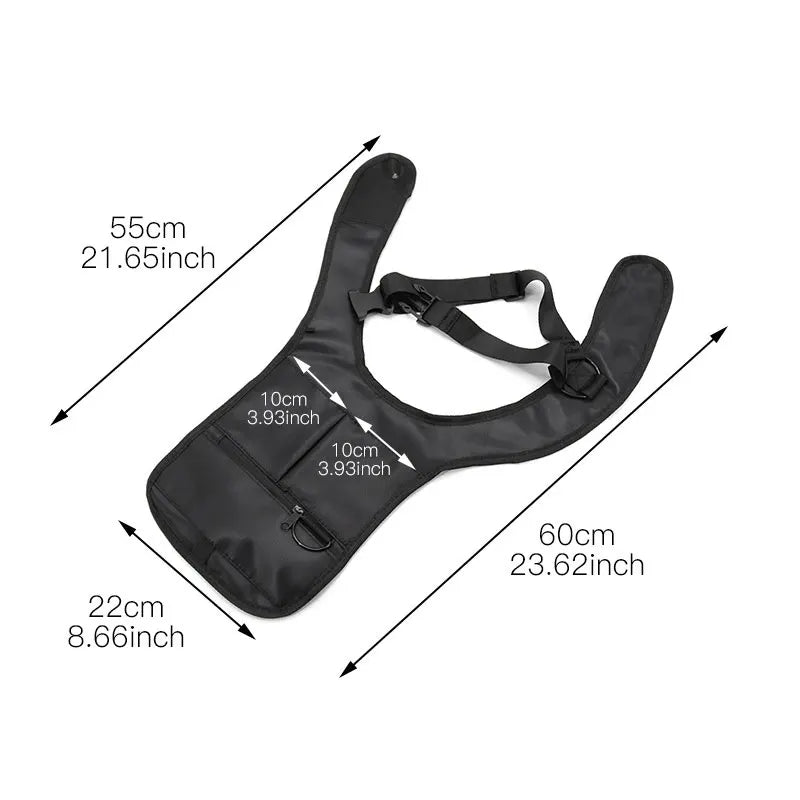 Polyester Anti-Theft Shoulder Bag Double-Bag Design — Black | KIMLUD