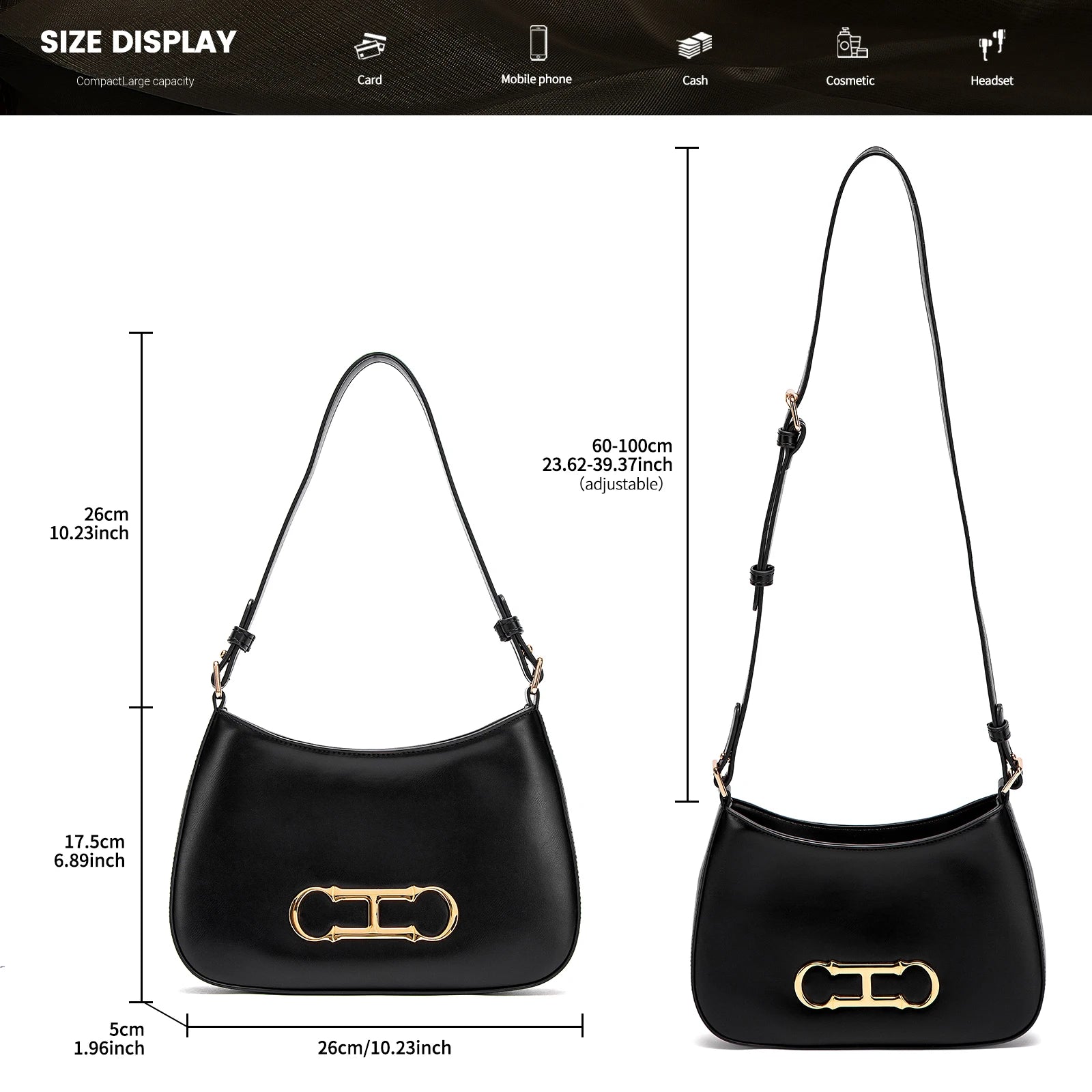 Women's Fashionable Solid Color Letter Design Shoulder Bag Handbag for Casual Use