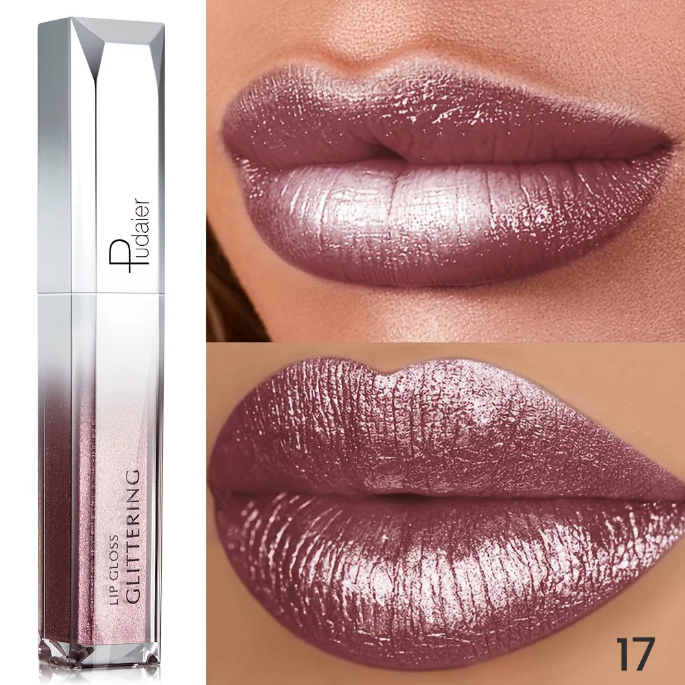 Sparkling Metallic Lip Gloss, Waterproof & Long-Lasting, Matte Lipstick Set, Non-Sticky, Party/Festival Makeup