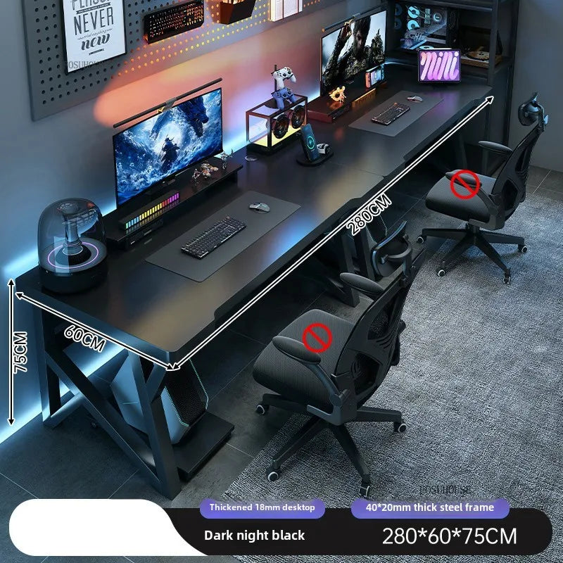Matte Finish Desk Double Computer — Black | KIMLUD