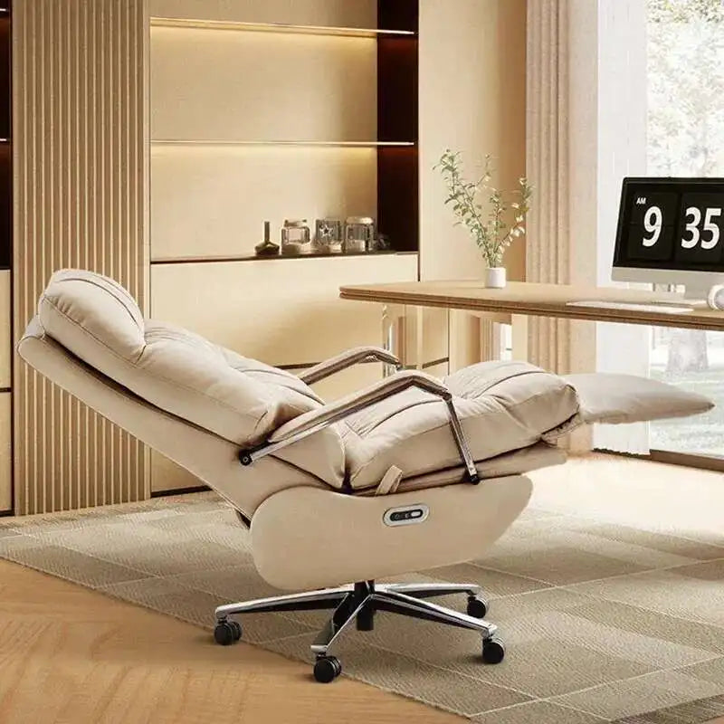 Nordic Cortex Fabric Recliner Chair Ergonomic — White | KIMLUD