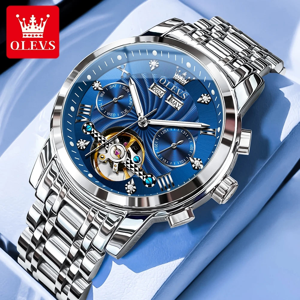 Skeleton Stainless Steel Watch Tourbillon — Silver | KIMLUD