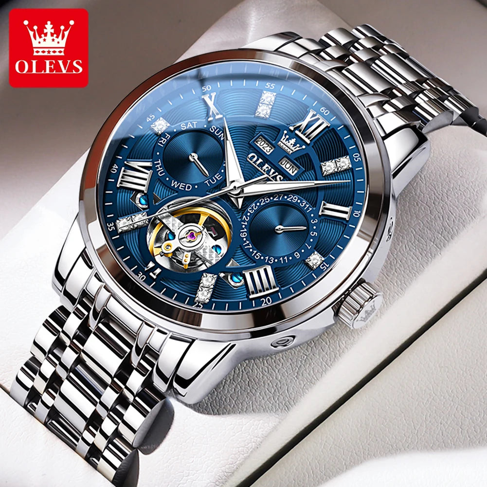 Stainless Steel Automatic Wristwatch — Black | KIMLUD