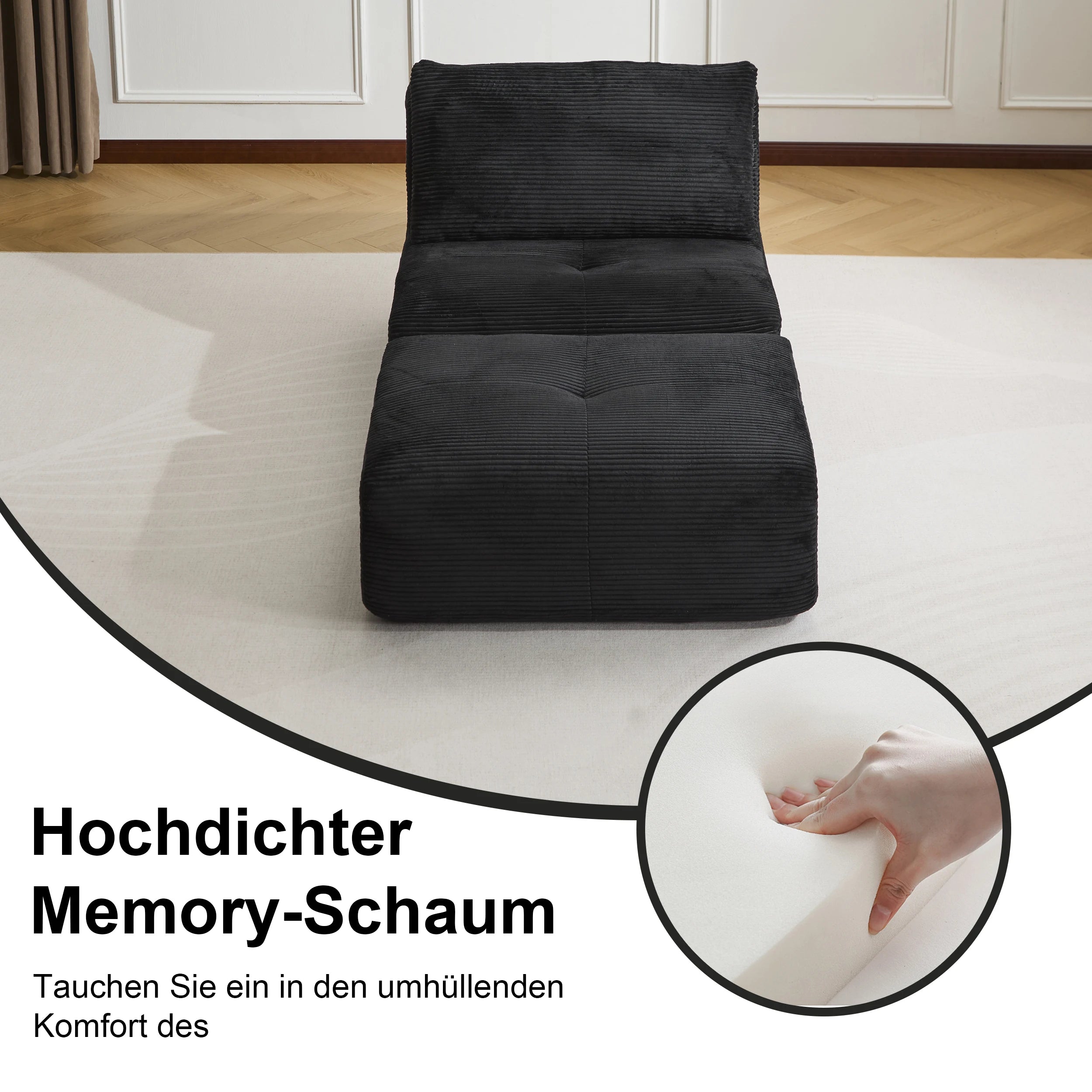 Corduroy Sofa Bed，Comfortable Small Single Sofa，Compression Sofa Seat，Foldable Lounger for Bedroom, Guest Room or Living Room