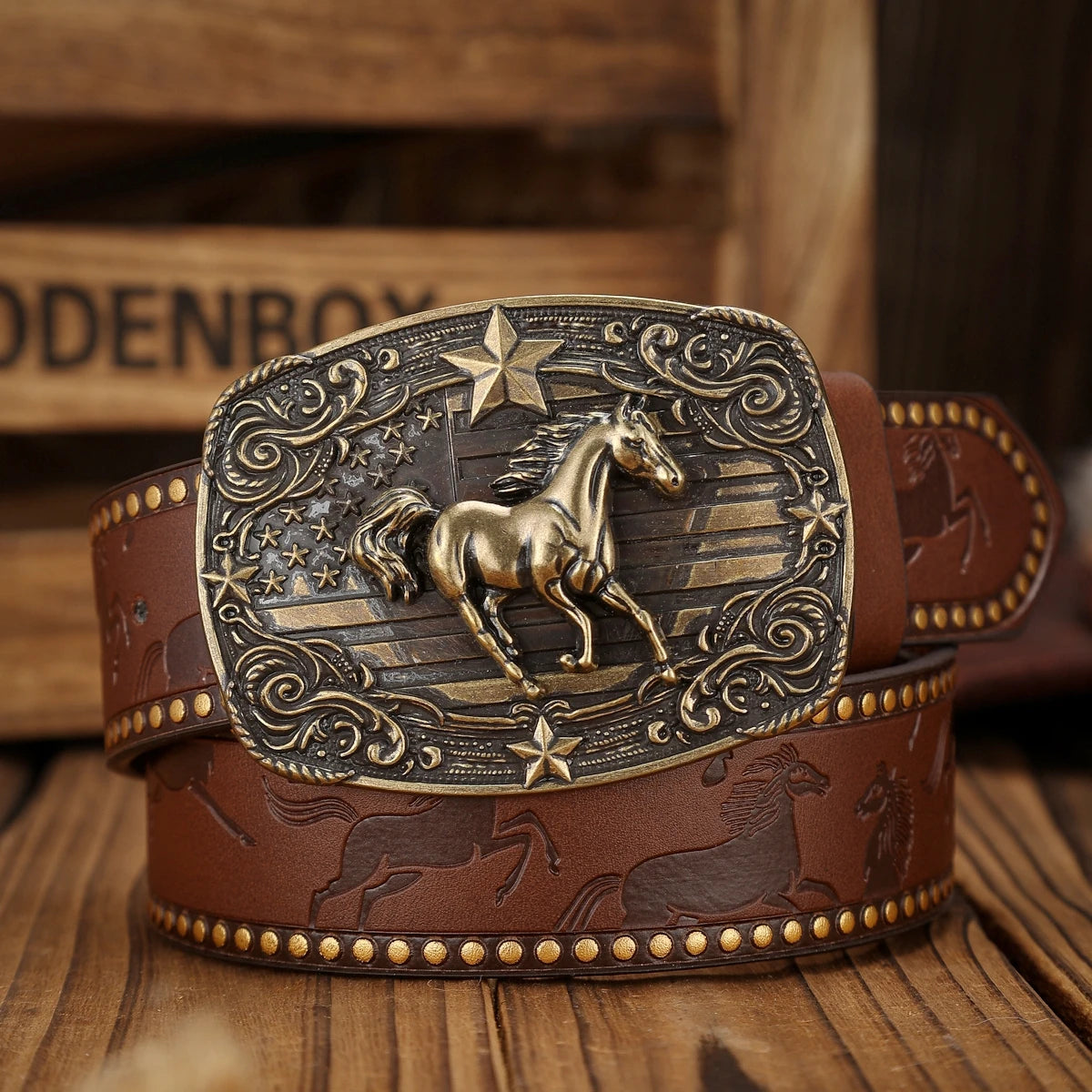 Luxurious Premium Western-Style PU Belt — Black | KIMLUD