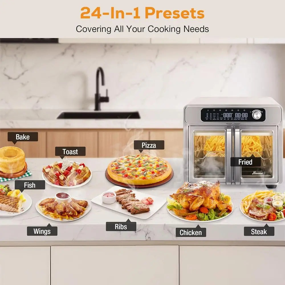 Stainless Steel Air Fryer Toaster Oven 24 Functions — Stainless Steel | KIMLUD