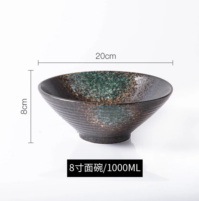 Porcelain Ramen Bowl Japanese Tableware — Deep Black | KIMLUD