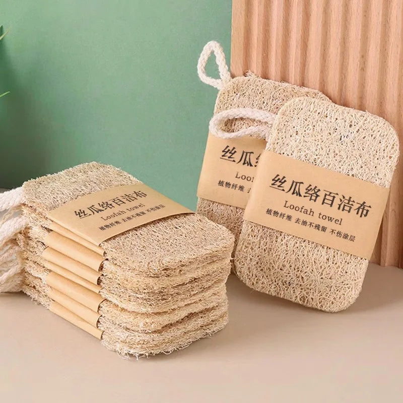 Plant Fiber Dish Scrubbing Pad With Rope — Natural Beige | KIMLUD