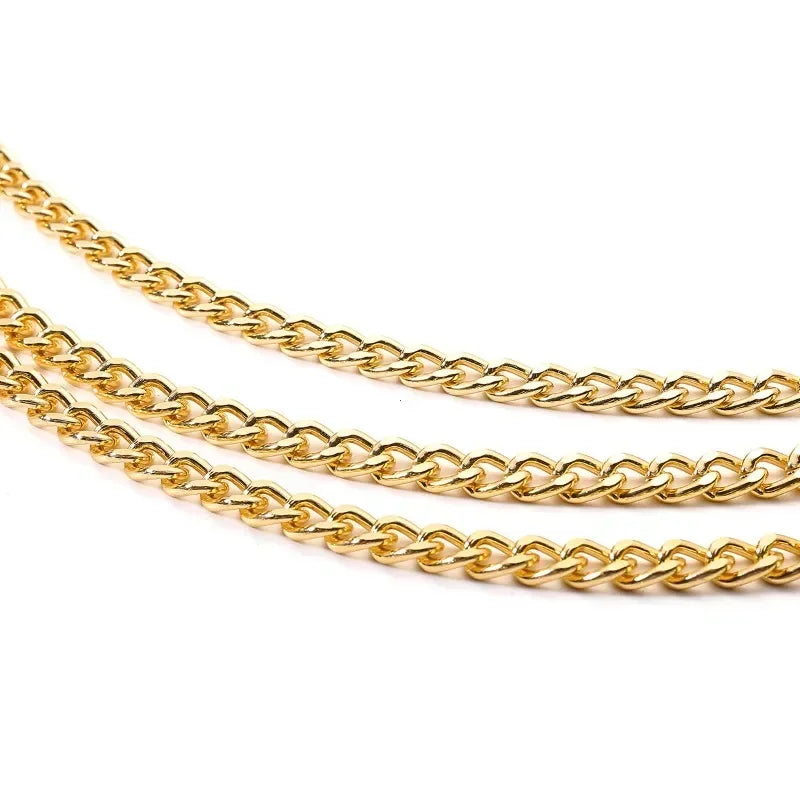 Gold-Tone Chain Belt Multilayer Tassel Rhinestones — Gold | KIMLUD