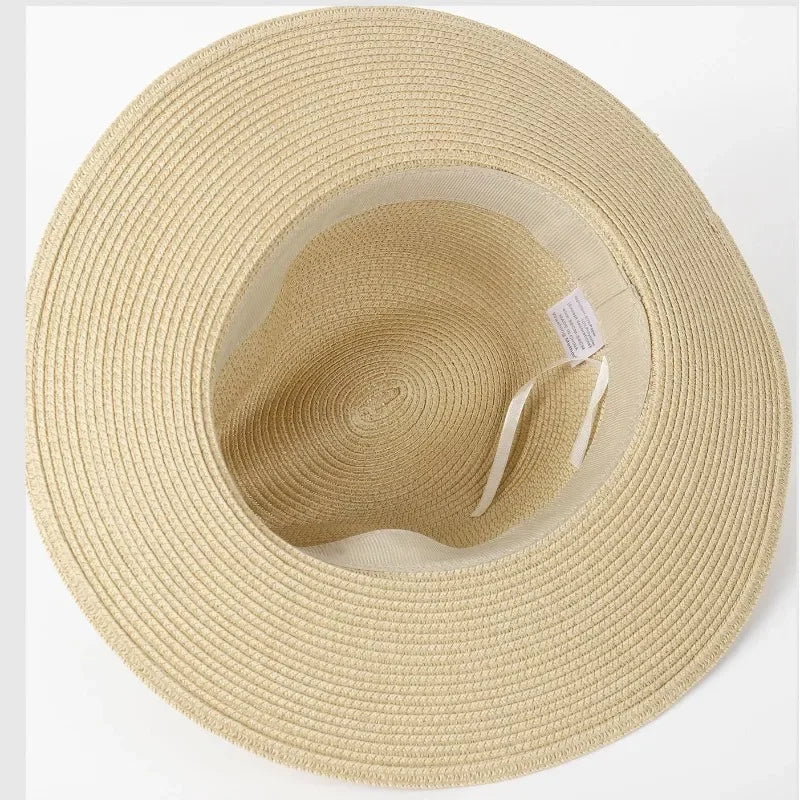 Panama Straw Hat Wide Brim Plus Size — Natural | KIMLUD