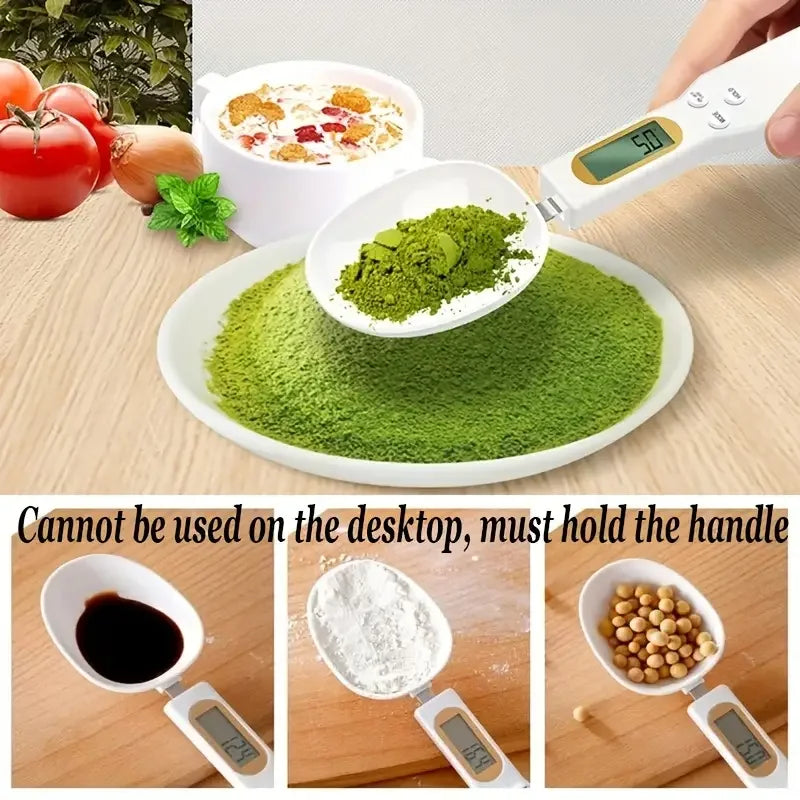 Plastic Digital Kitchen Scale Mini Spoon 0.1–500g Precision LED Display — White | KIMLUD