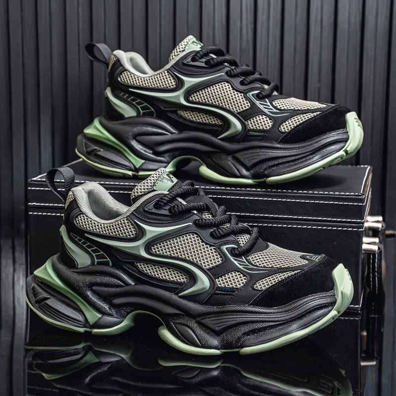 Men's Chunky Sneakers – Height Increasing Platform – Leather Fabric | KIMLUD
