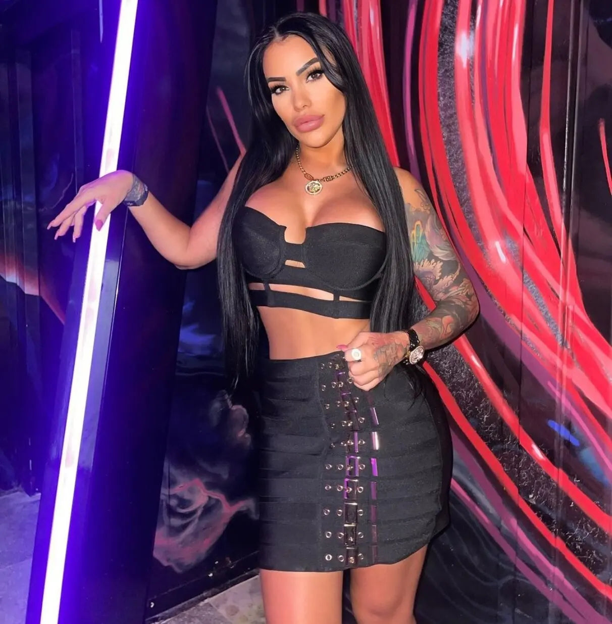 2023 New Arrival Women Sexy Bandage Tops Fashion Pencil Skirts Set Nightclub Party Celebrate Women's Set High Quality
