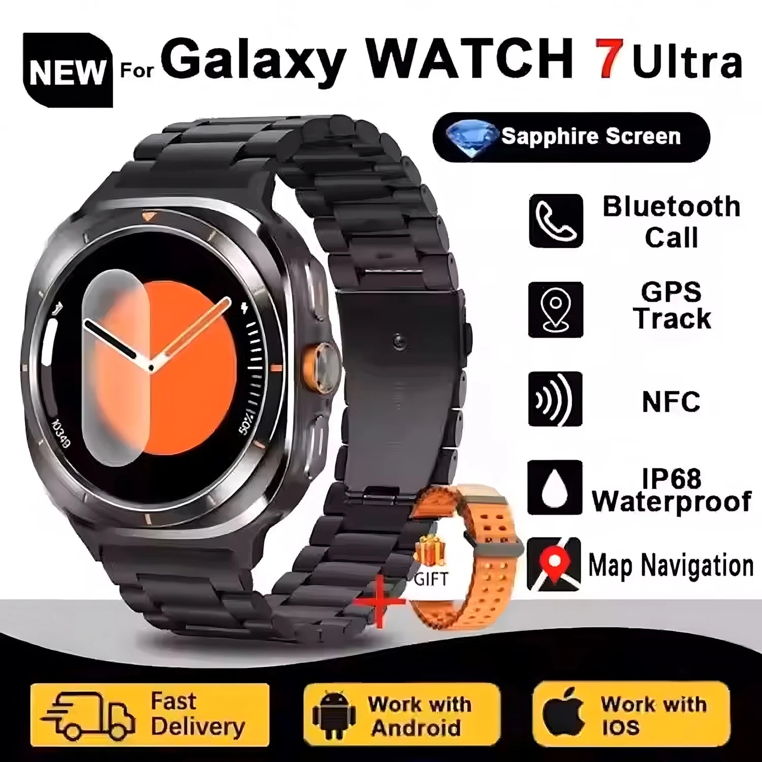 32GB DT Watch 7 Ultra Memory GPS NFC Local Music Bluetooth Call Compass Bluetooth Smart Watch For Android For Men Women 2025 NEW