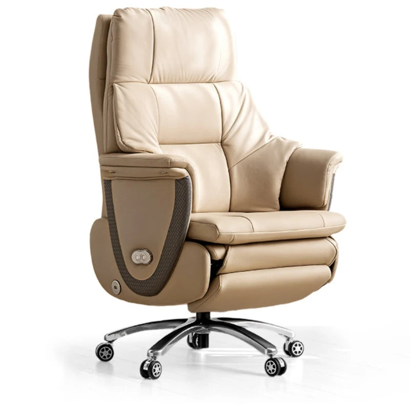 Leather Recliner Office Chair Massage — Brown | KIMLUD