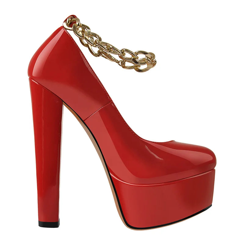 Pumps – Platform Round Toe High Heels Slip-On – PU | KIMLUD
