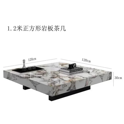 Marble Top Coffee Table Rectangular Frame — Charcoal Gray | KIMLUD