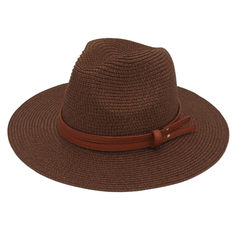 Straw Panama Sun Hat Grass-Knitted Breathable — Natural | KIMLUD