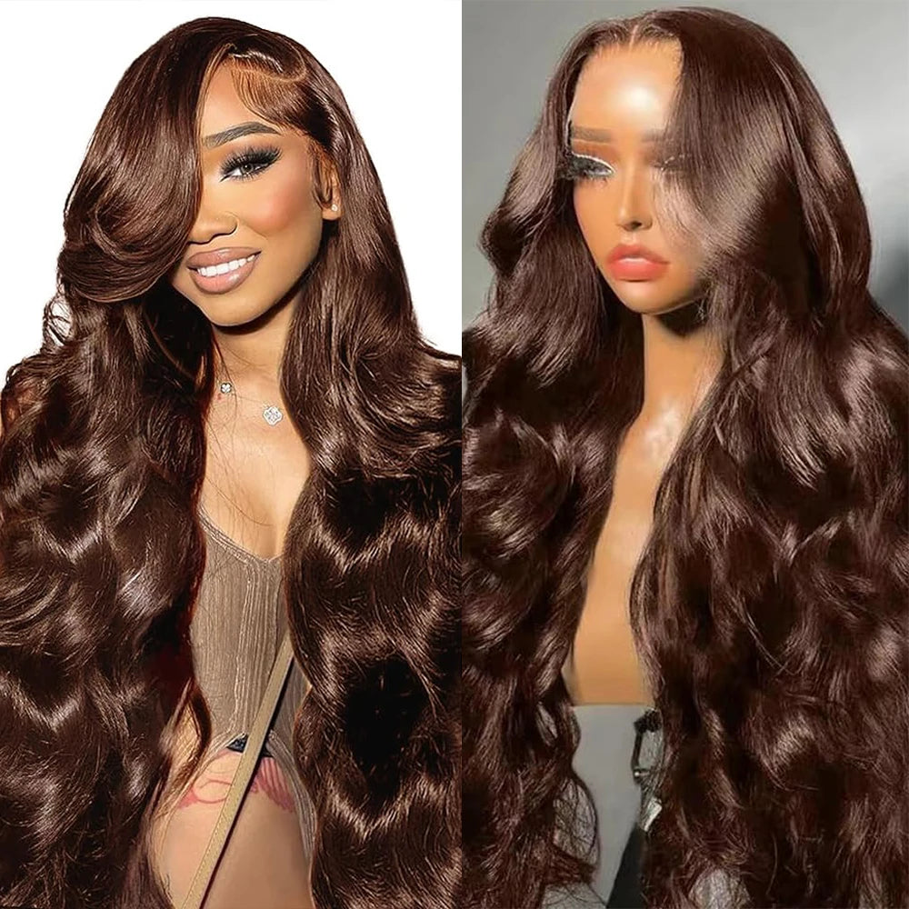 Lace Front Wig – HD Lace – Human Hair – Chocolate Brown | KIMLUD