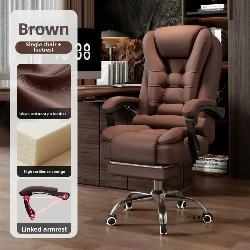 Office Chair – Ergonomic Reclining Backrest – Synthetic Leather | KIMLUD