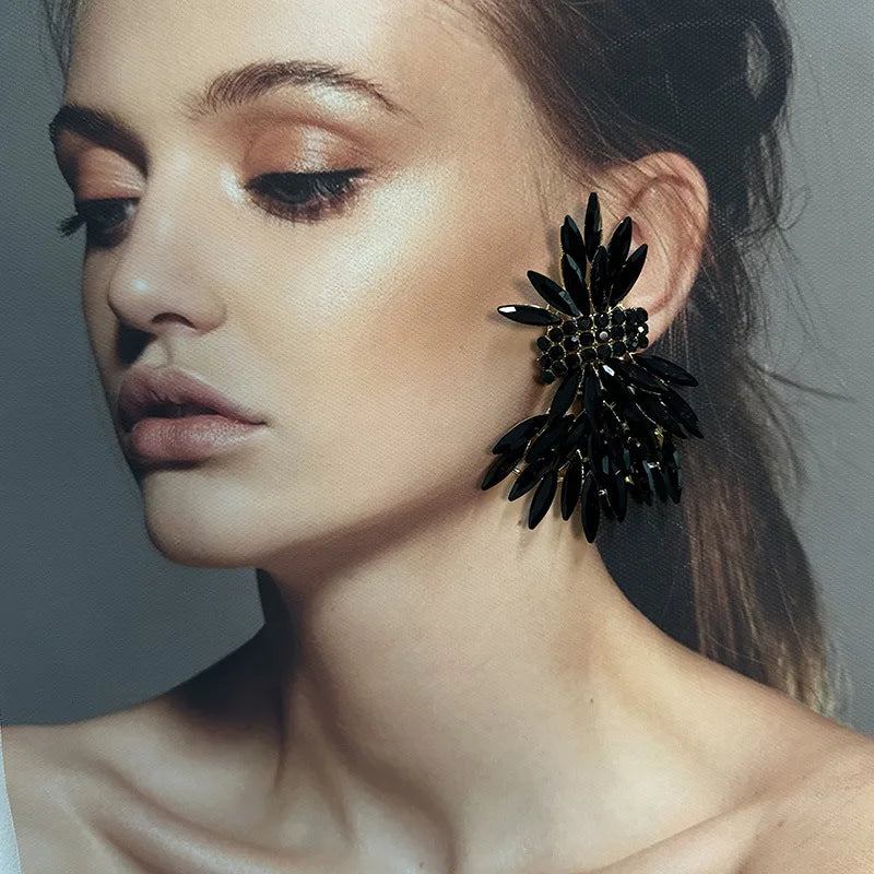 Crystal Dazzle Earrings Paved Drop — Crystal | KIMLUD