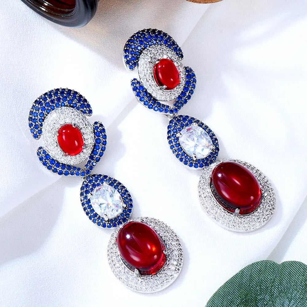 GODKI NEW Luxury Green Waterdrop African Earring For Women Wedding Party Indian Dubai Bridal Jewelry boucle d'oreille femme Gift